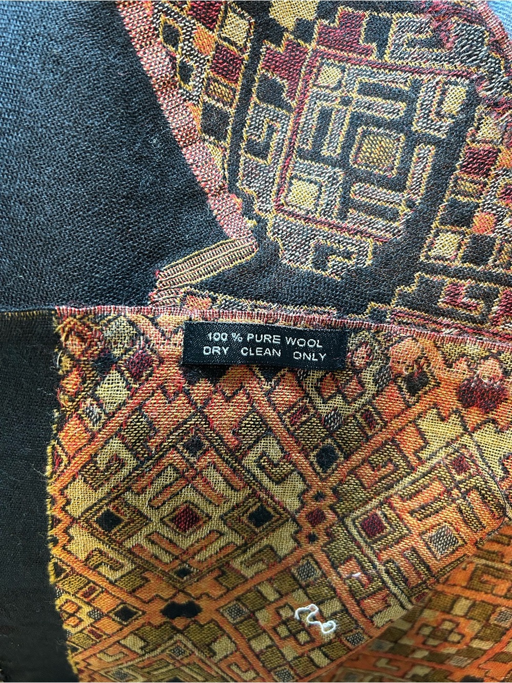 Wool Patterned Wrap-Pashmina - Black & Multicolor